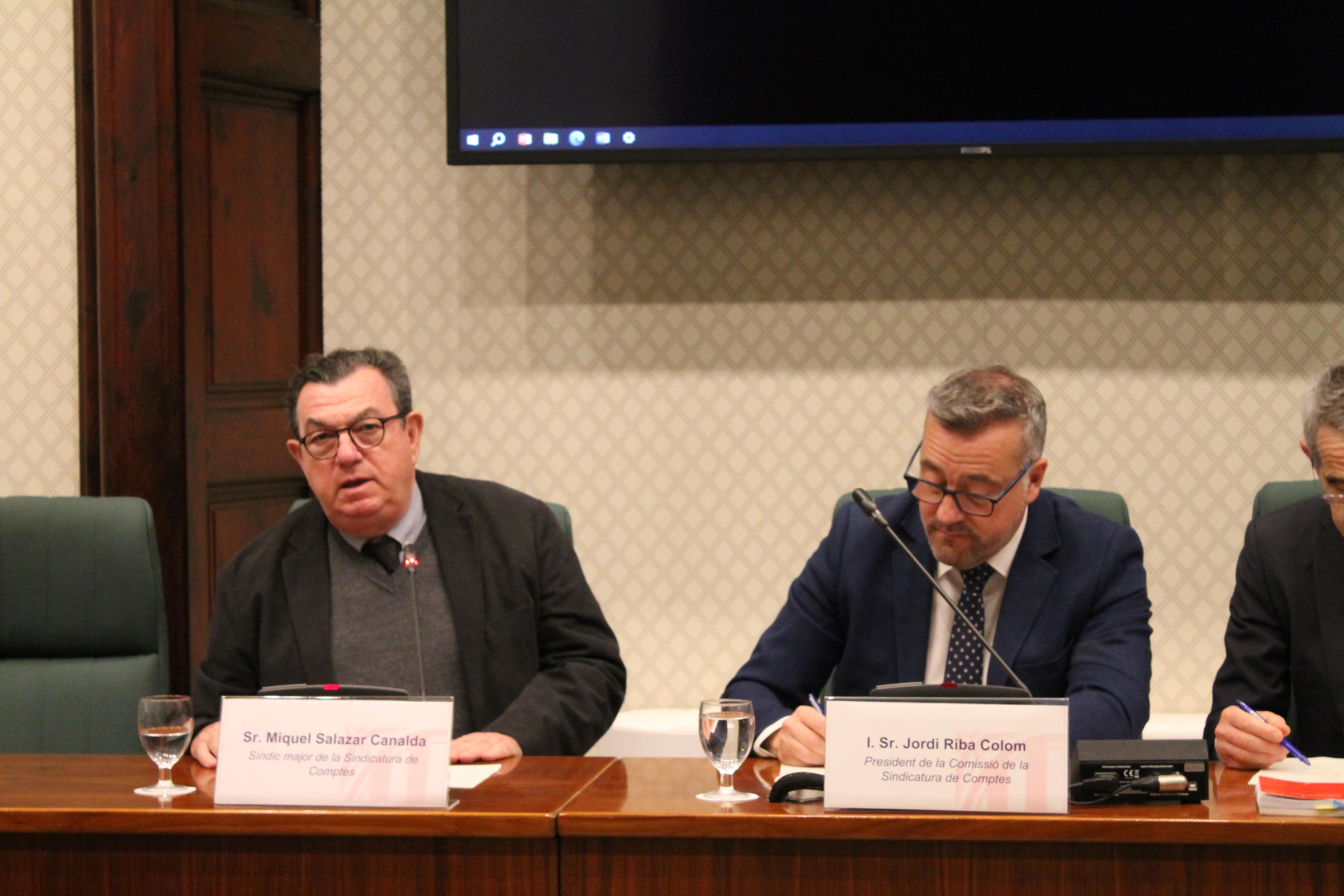 El síndico mayor, Miquel Salazar, durante su intervención ante la Comisión de la Sindicatura.