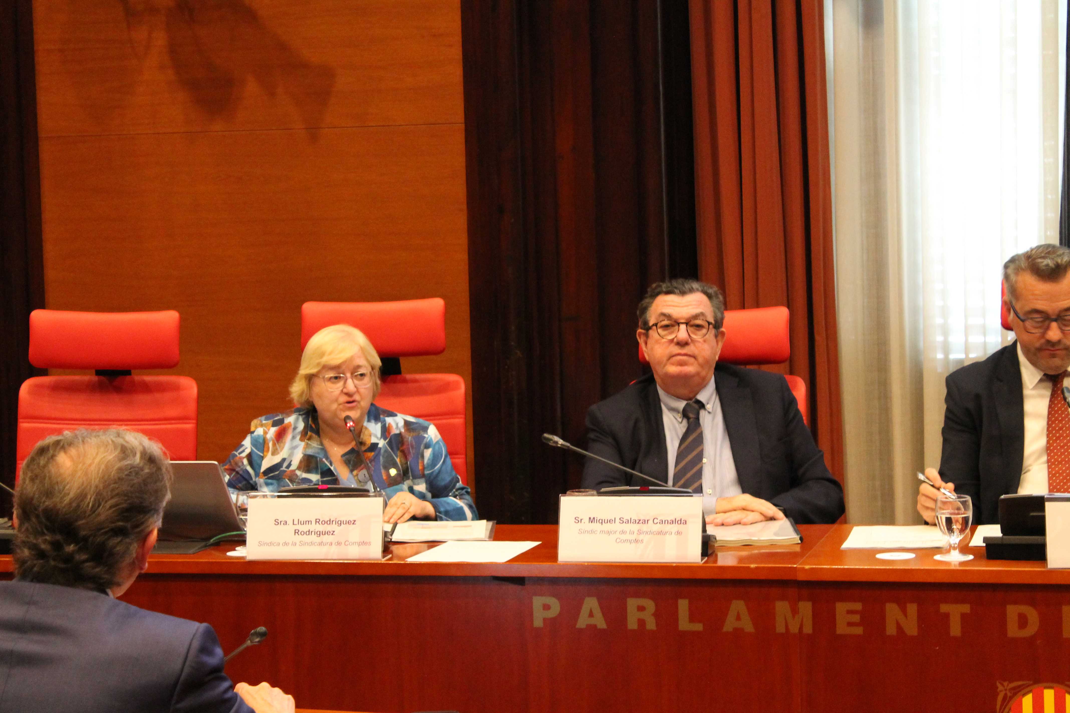 La síndica Llum Rodríguez, presentant un dels tres informes a la Comissió.