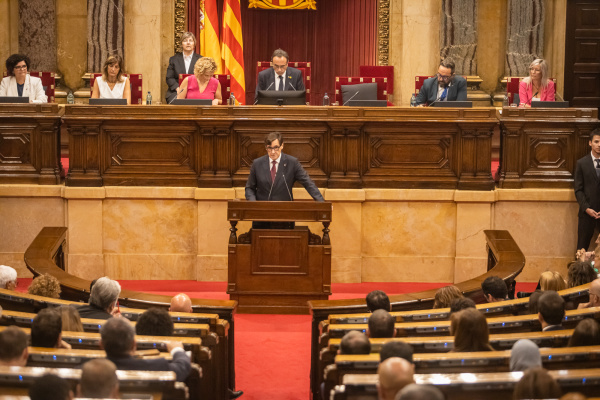 Salvador Illa, durant el seu discurs d'investidura davant el Ple del Parlament.