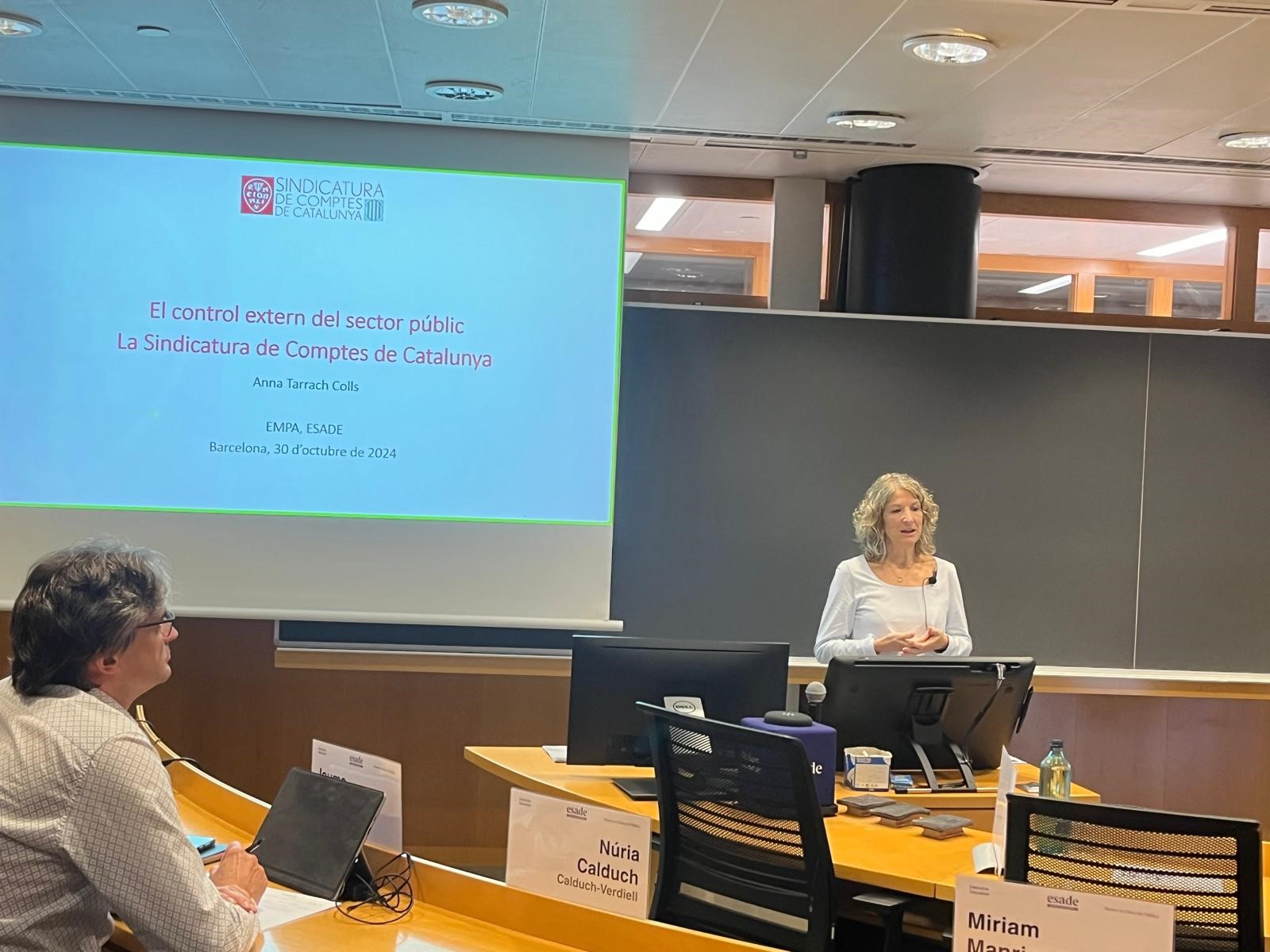 La síndica Anna Tarrach, avui a Esade.