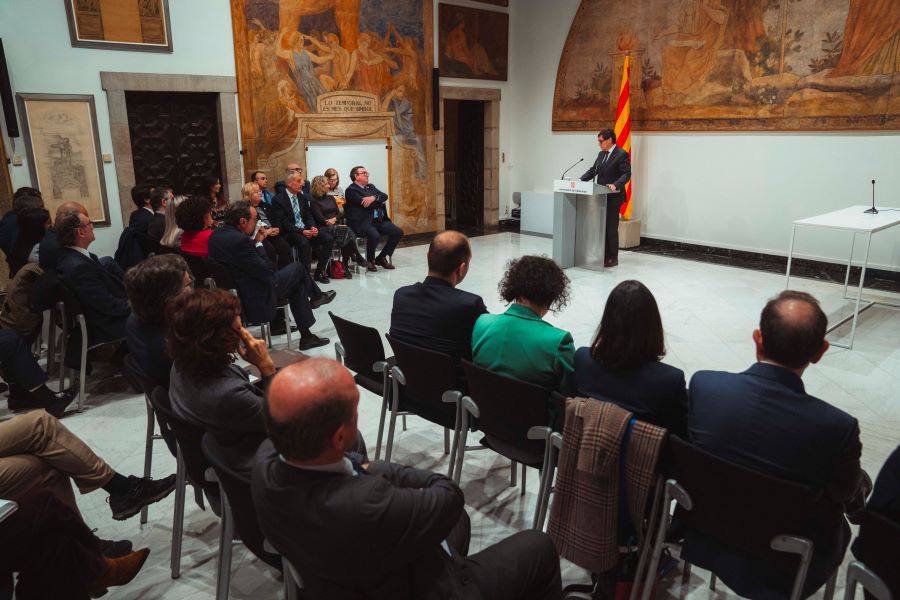 El president de la Generalitat, durant el seu discurs, a la presa de possessió del síndic major.
