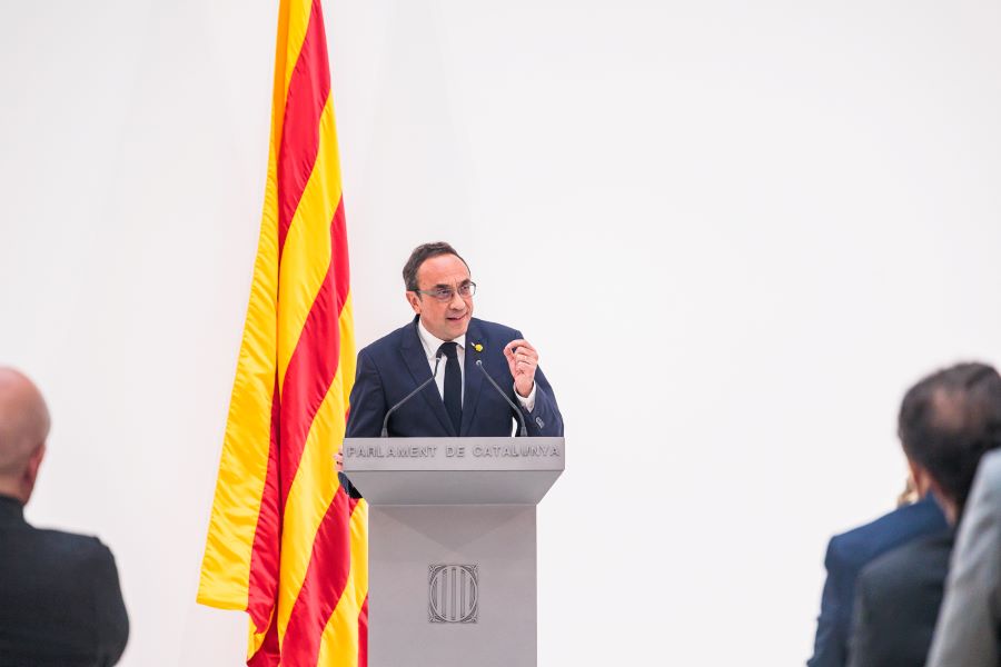 El president del Parlament, Josep Rull, en la cloenda de l'acte d'aniversari del CAC.