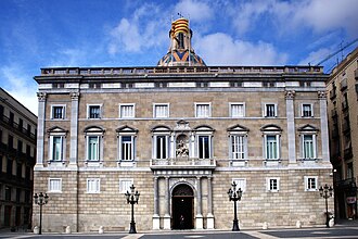 Façana del Palau de la Generalitat de Catalunya.