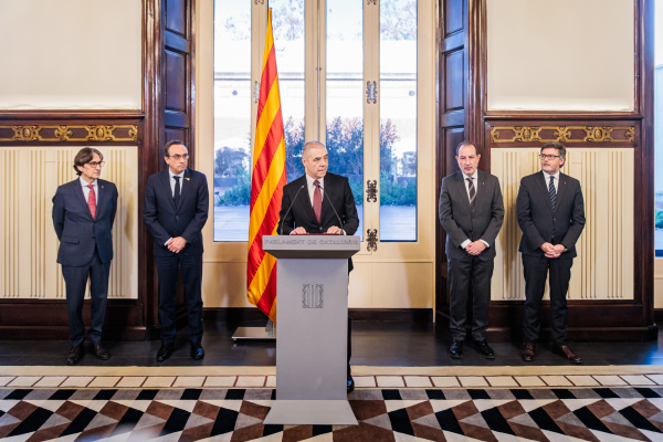 El nou director de l'OAC, Josep Tomàs Salàs, durant el seu discurs de nomenament al Parlament.