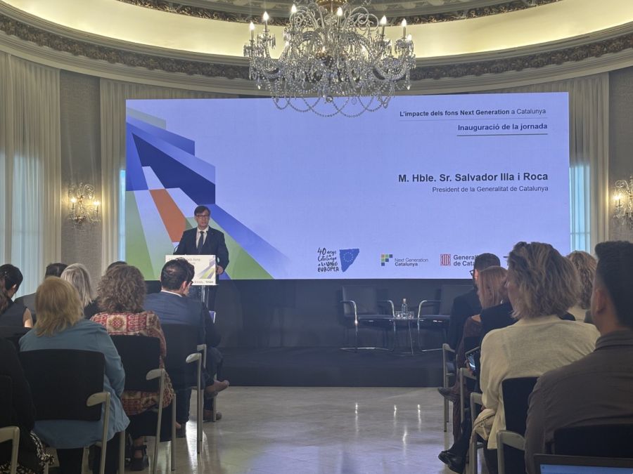 El president de la Generalitat, durant la seva intervenció al Palau de Pedralbes.